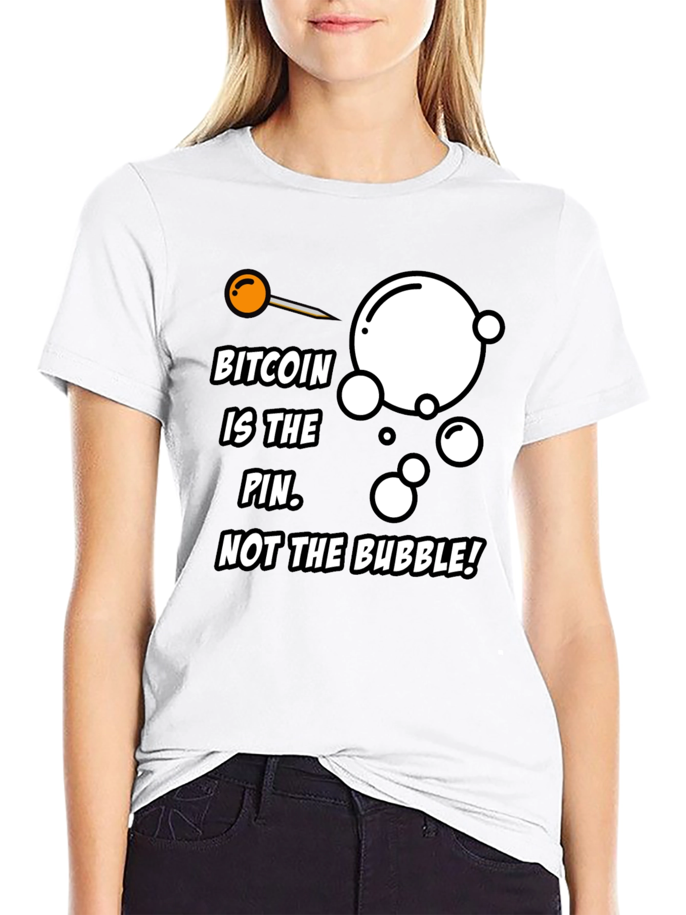 Bitcoin Pin Bubble Graphic T-Shirt