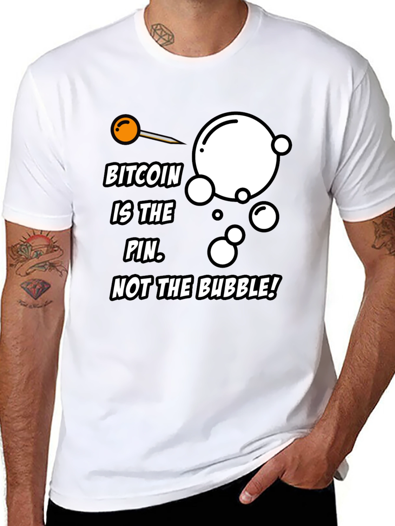 Bitcoin Pin Bubble Graphic T-Shirt