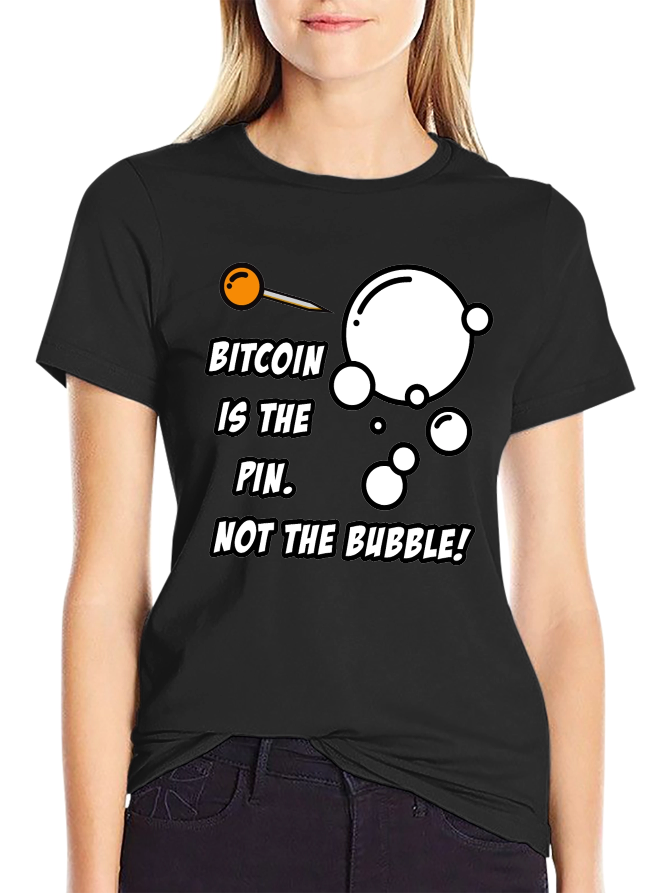 Bitcoin Pin Bubble Graphic T-Shirt