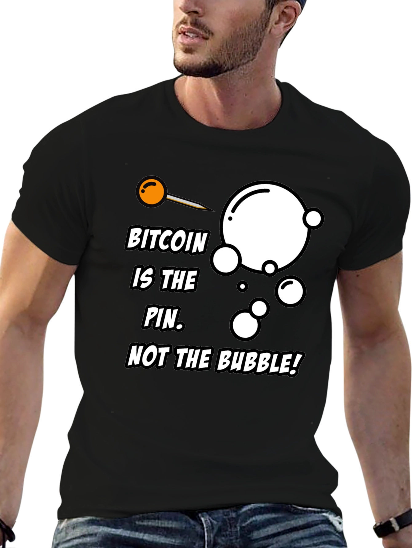Bitcoin Pin Bubble Graphic T-Shirt
