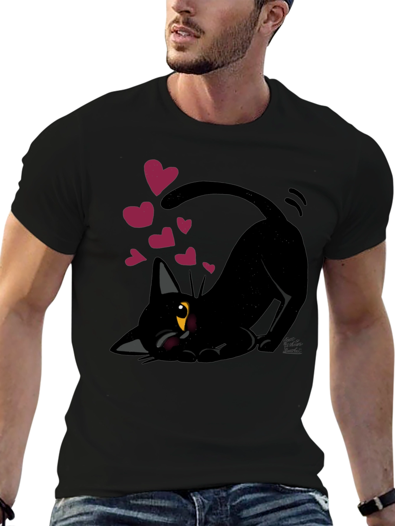 Black Cat Hearts Graphic Tee