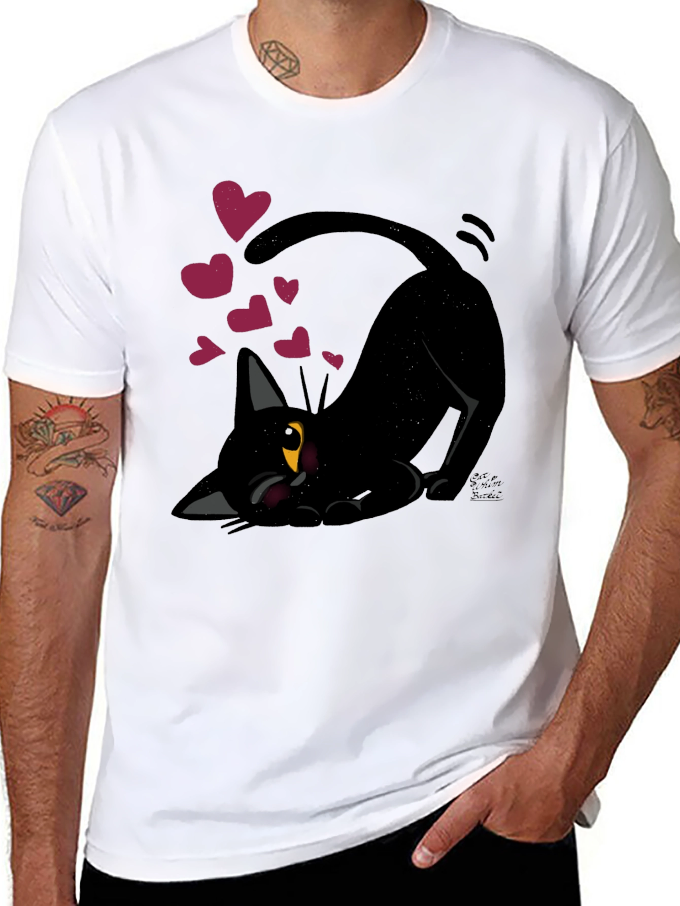 Black Cat Hearts Graphic Tee