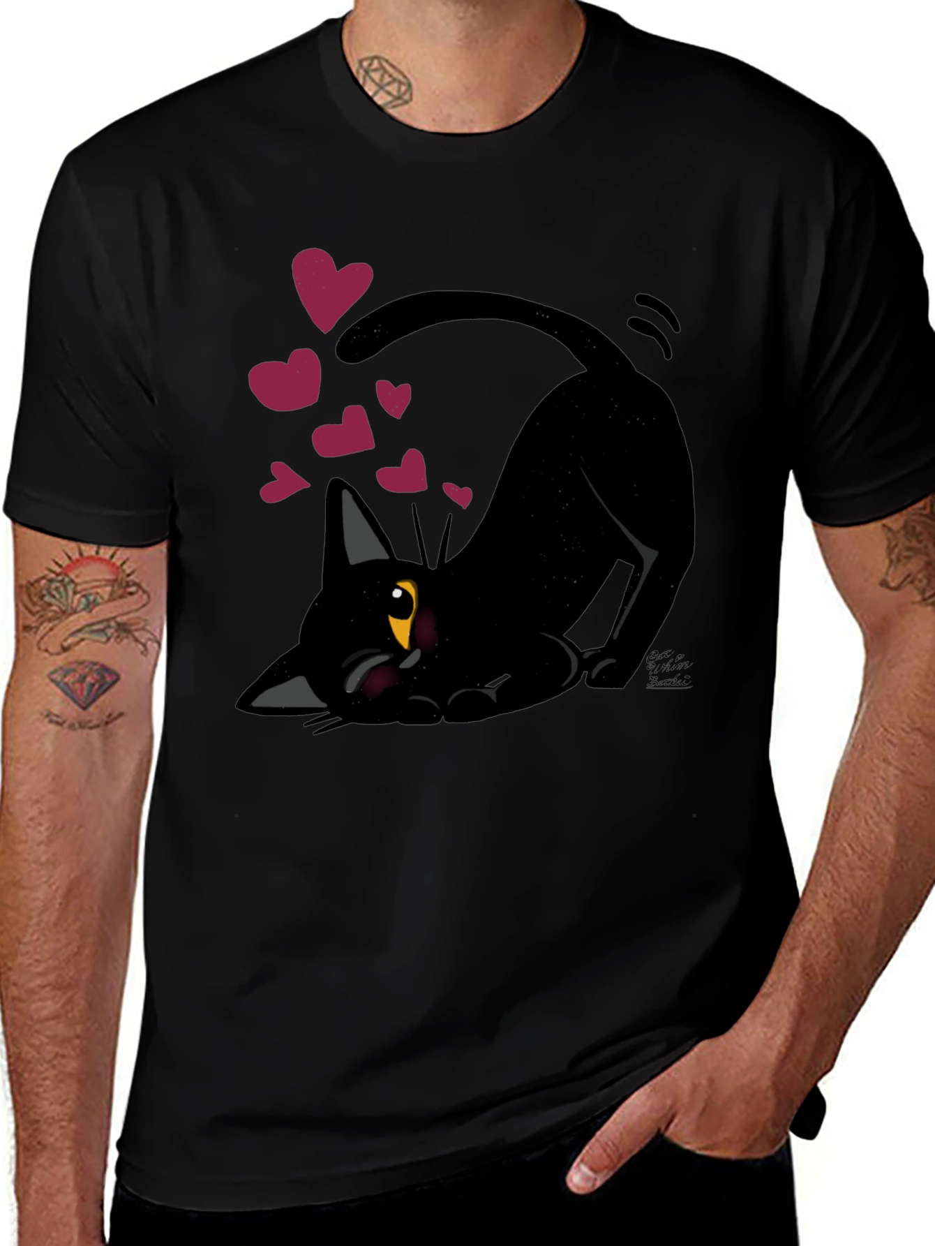 Black Cat Hearts Graphic Tee