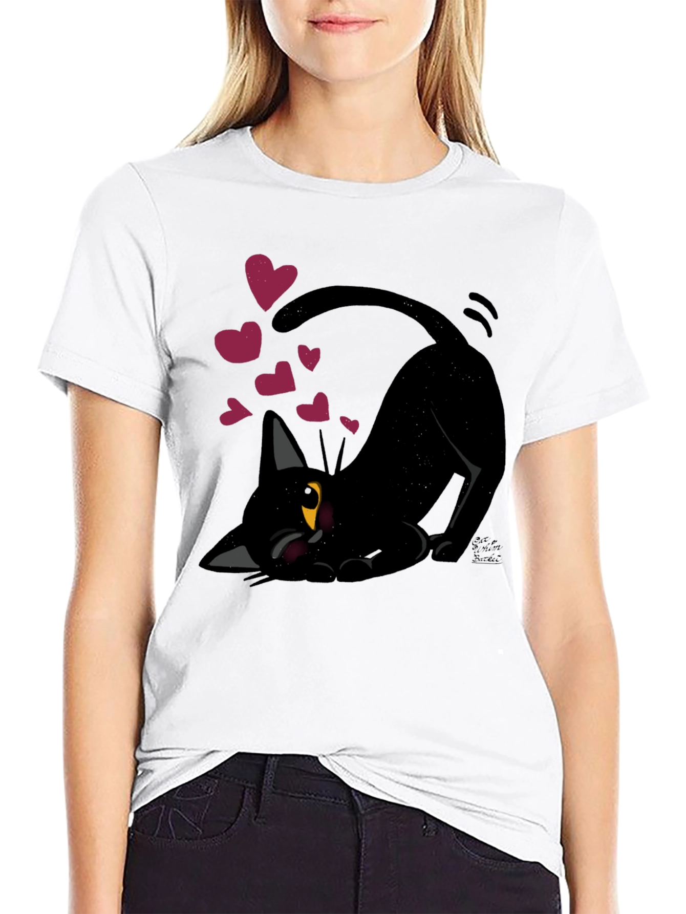 Black Cat Hearts Graphic Tee