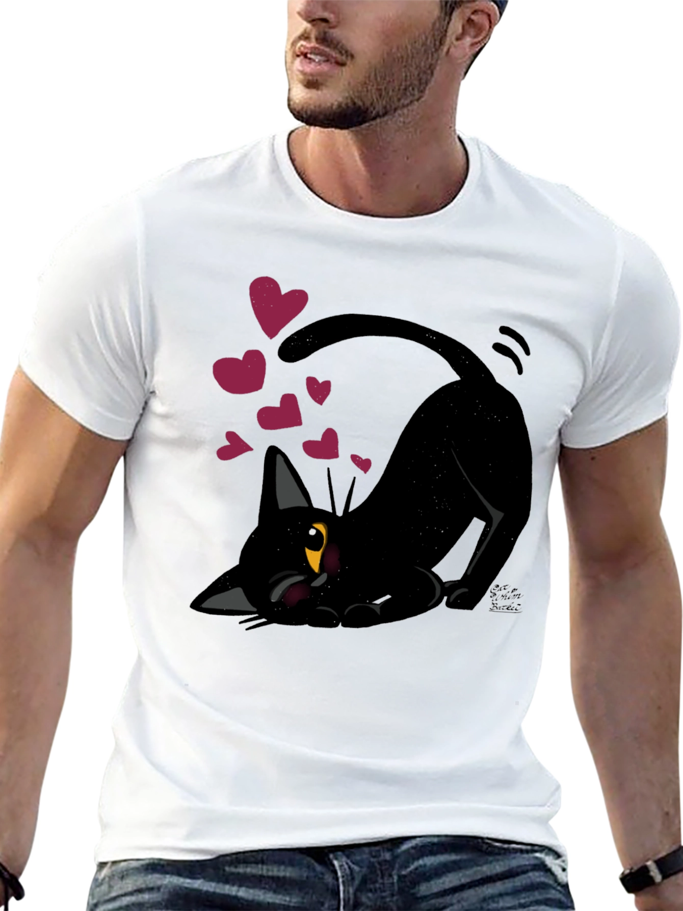 Black Cat Hearts Graphic Tee