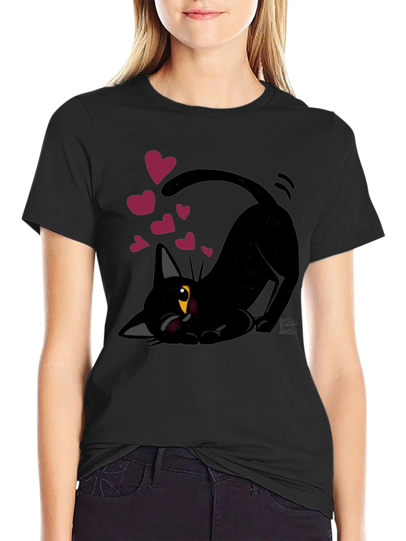 Black Cat Hearts Graphic Tee