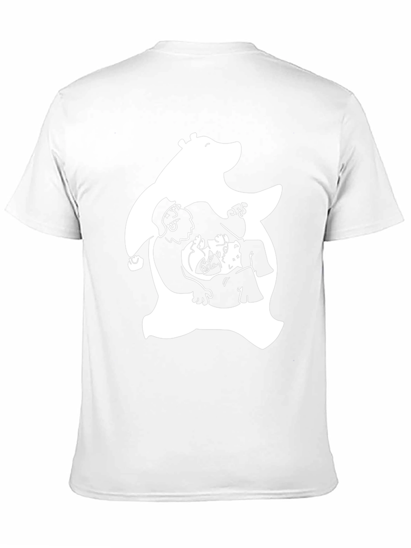 Novelty Black T-Shirt with White Bear & Characters Print