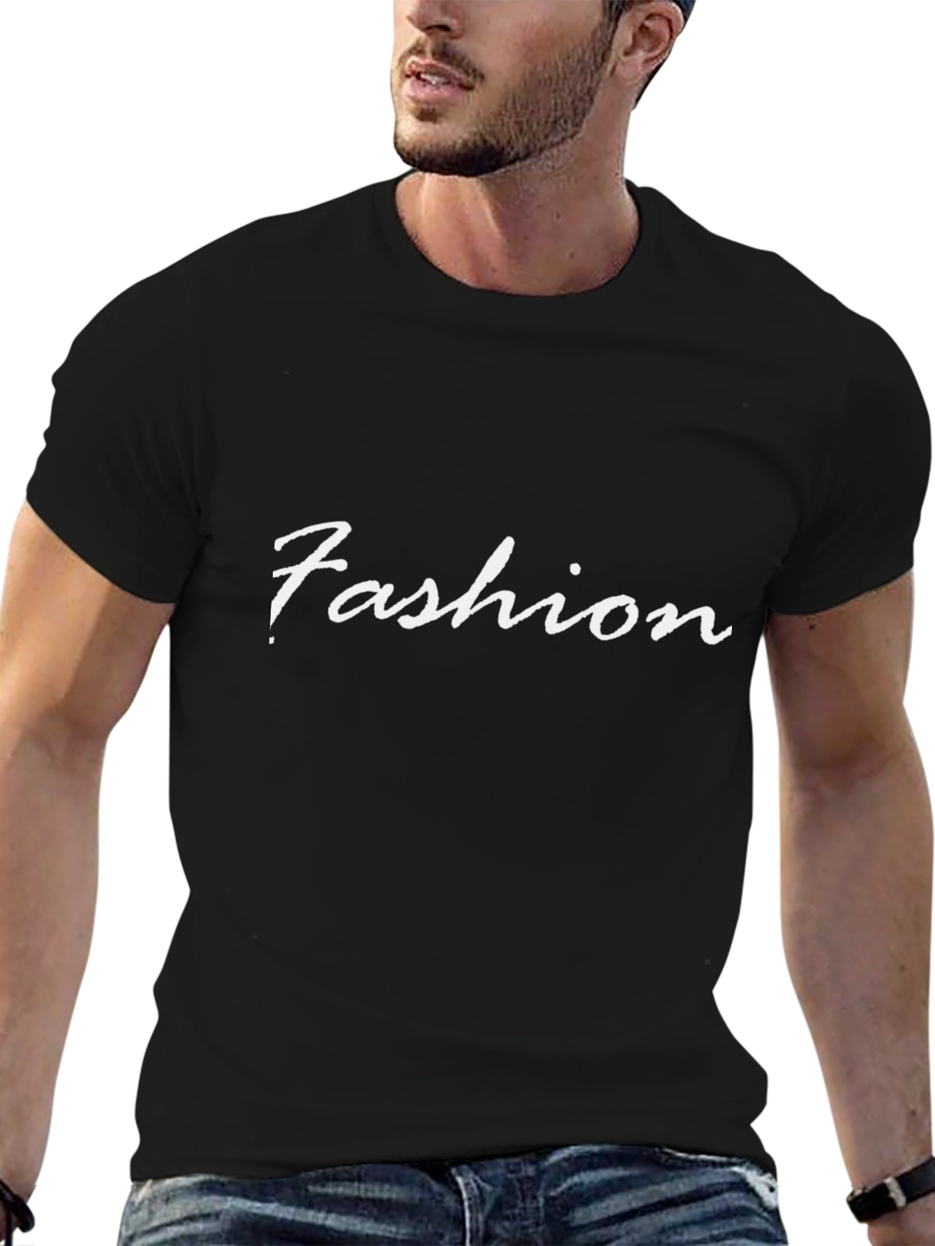 Fashion Print Black T-Shirt for Men
