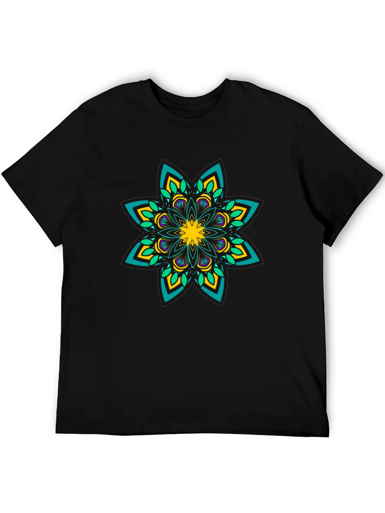 Mandala Print Black T-Shirt