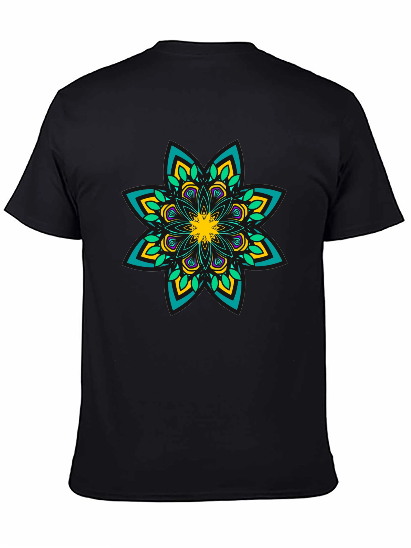 Mandala Print Black T-Shirt