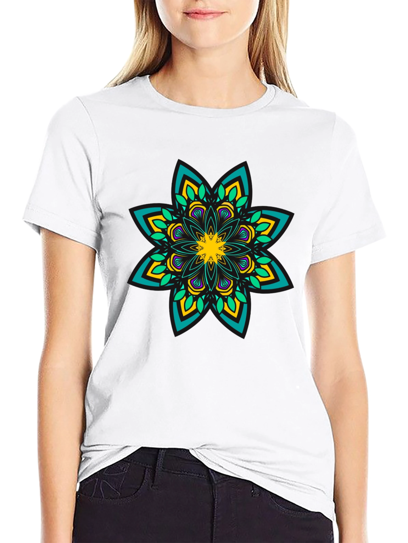 Mandala Print Black T-Shirt