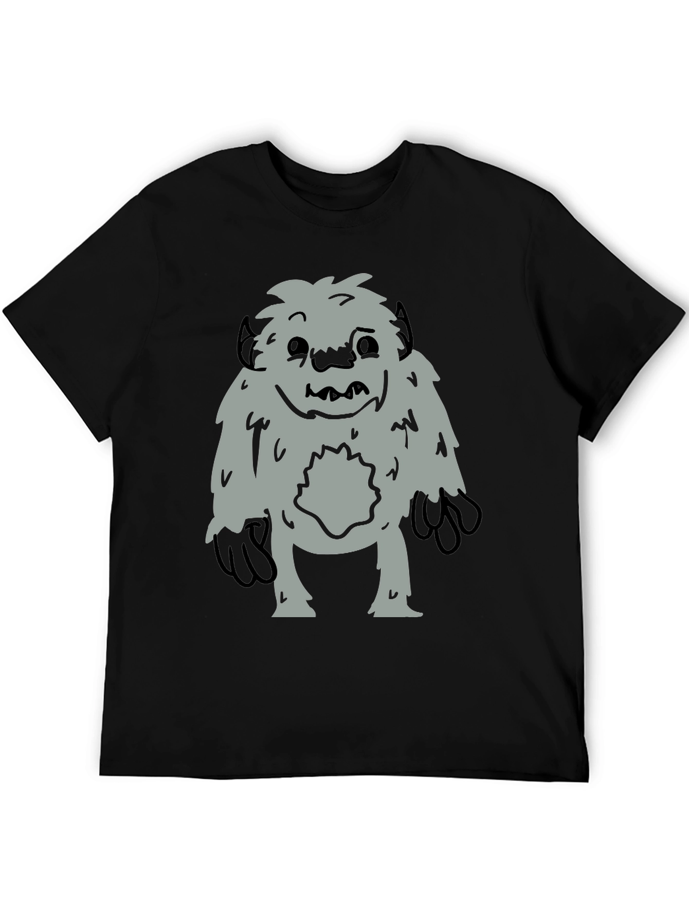 Fun Bigfoot Graphic Tee - Black Cotton Blend