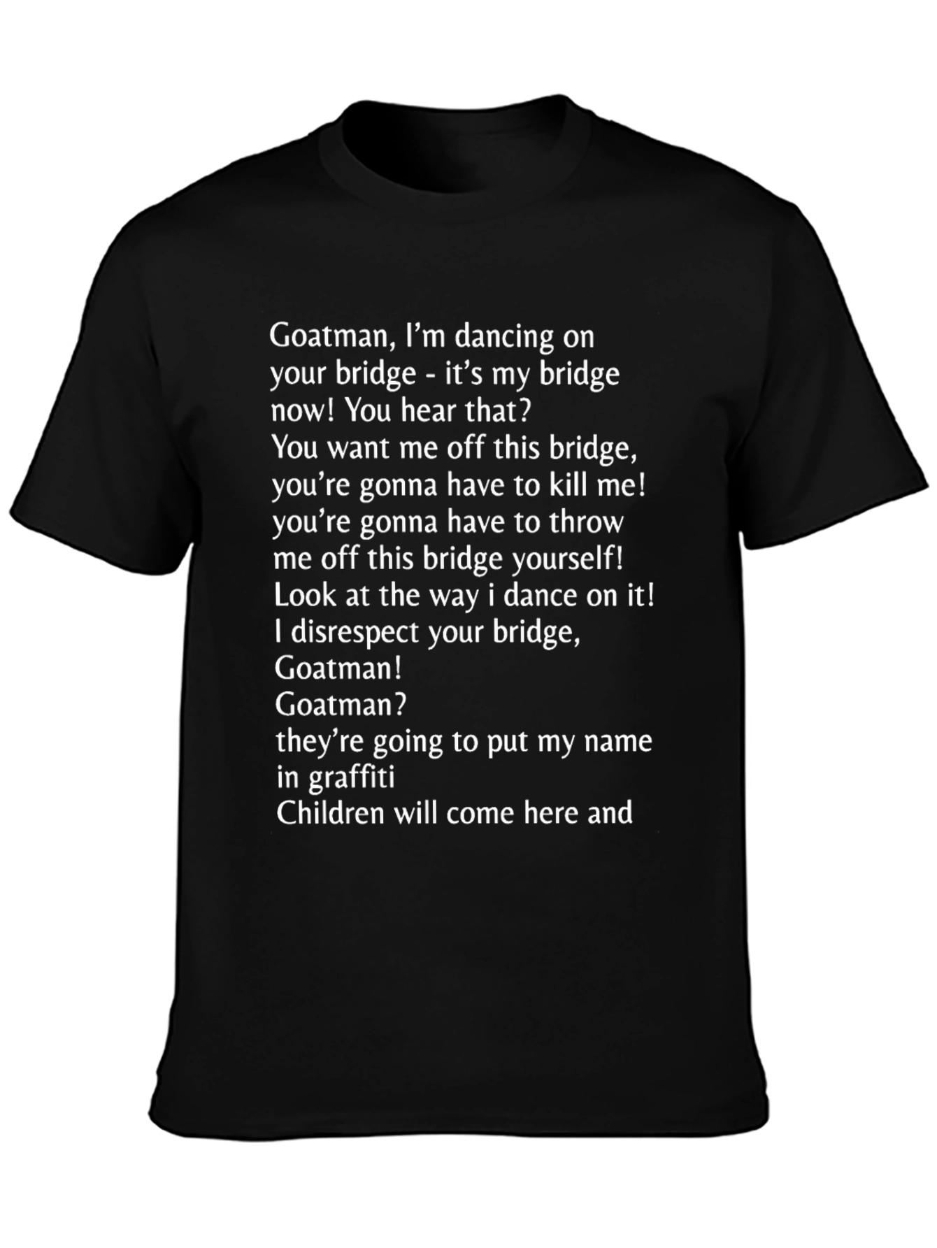 Goatman Bridge Humor Graphic T-Shirt