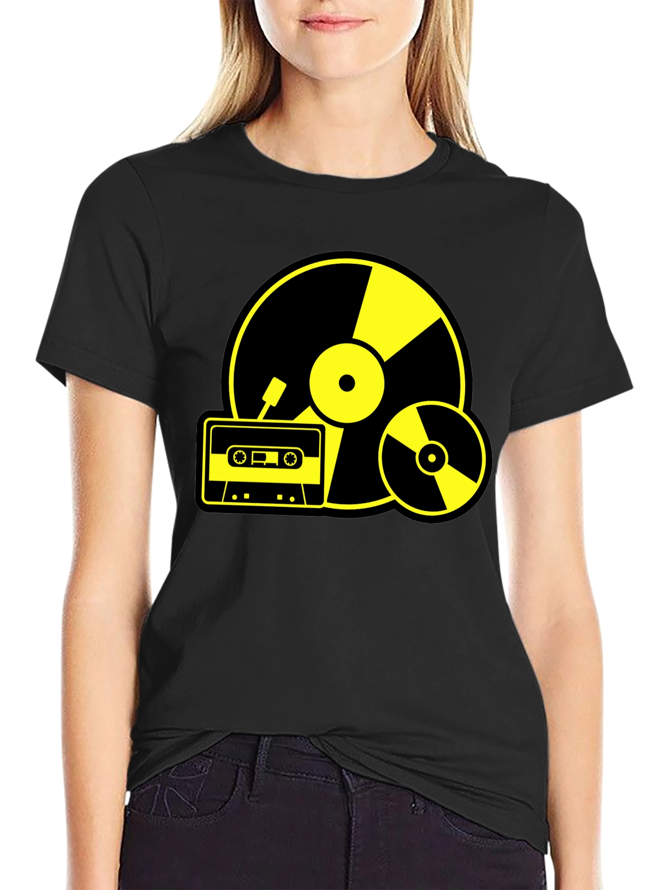 Retro Music Lovers T-Shirt - Black