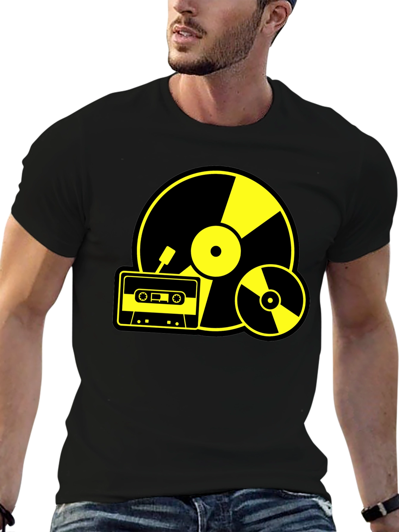 Retro Music Lovers T-Shirt - Black