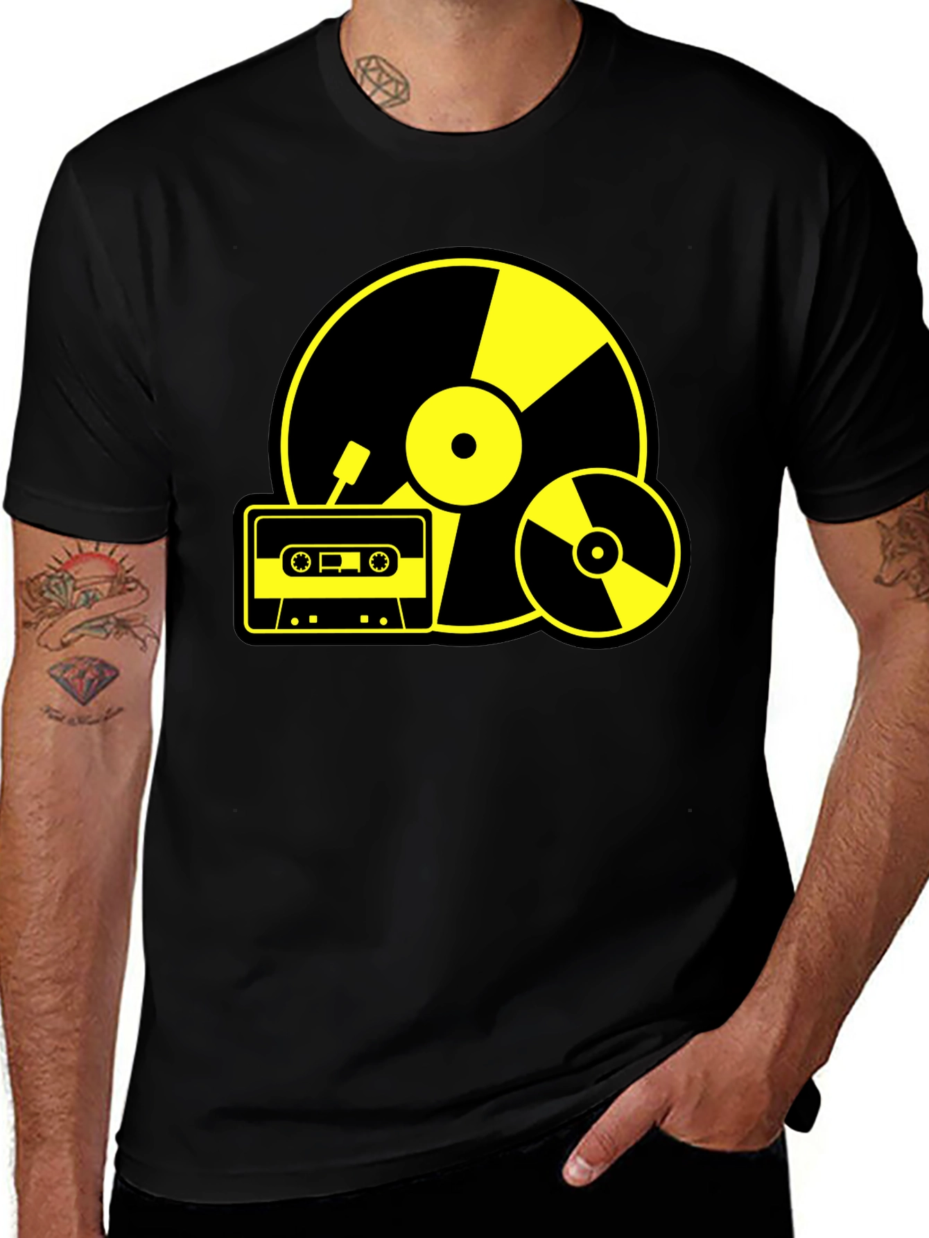 Retro Music Lovers T-Shirt - Black