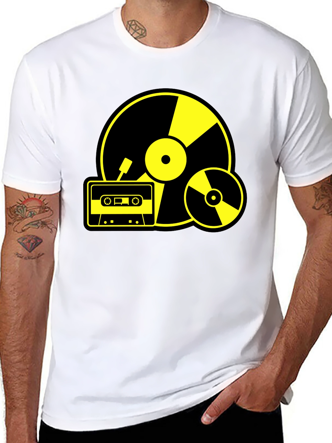 Retro Music Lovers T-Shirt - Black