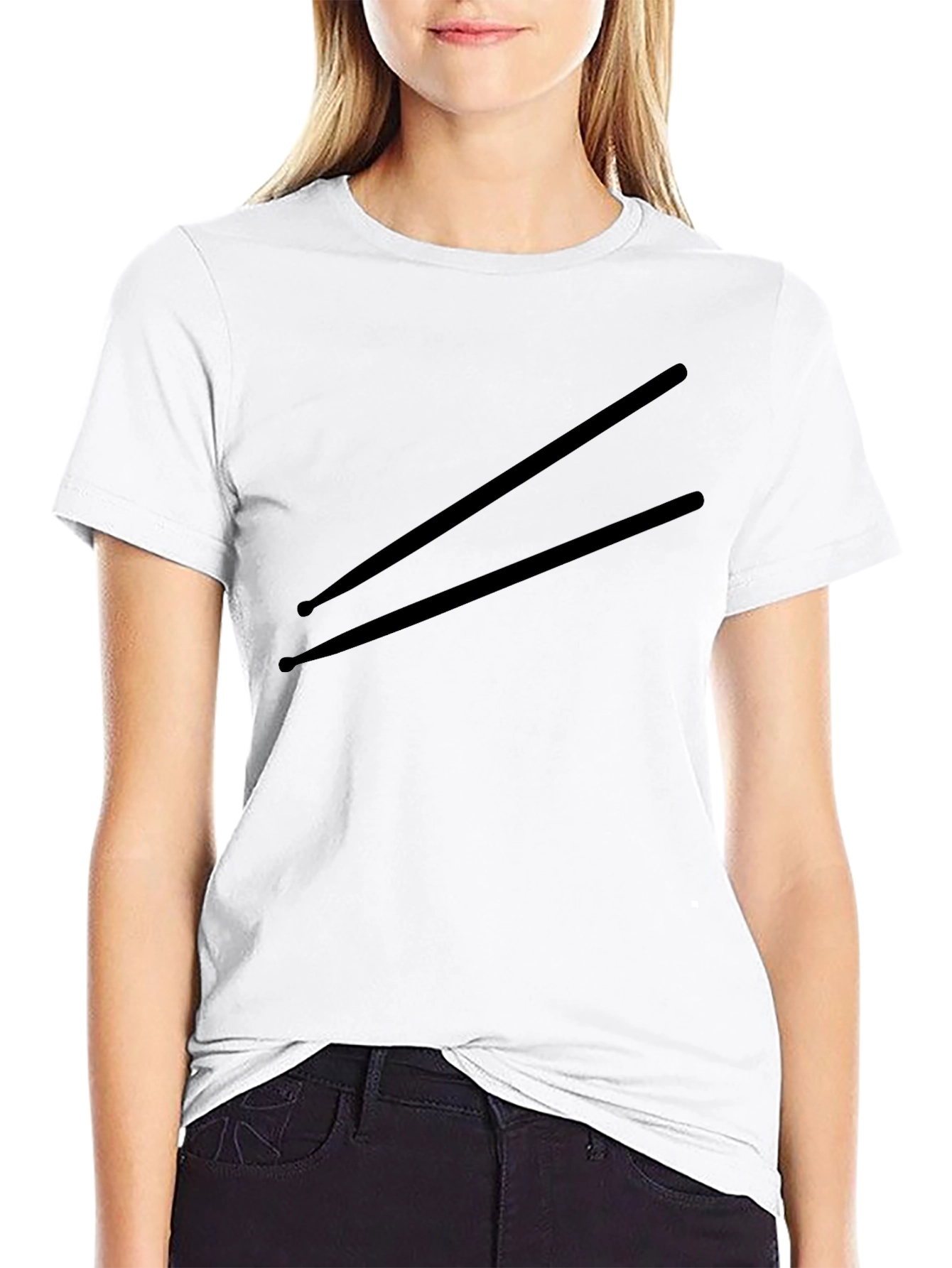 Drum Sticks Graphic Tee - Black Crew Neck T-Shirt