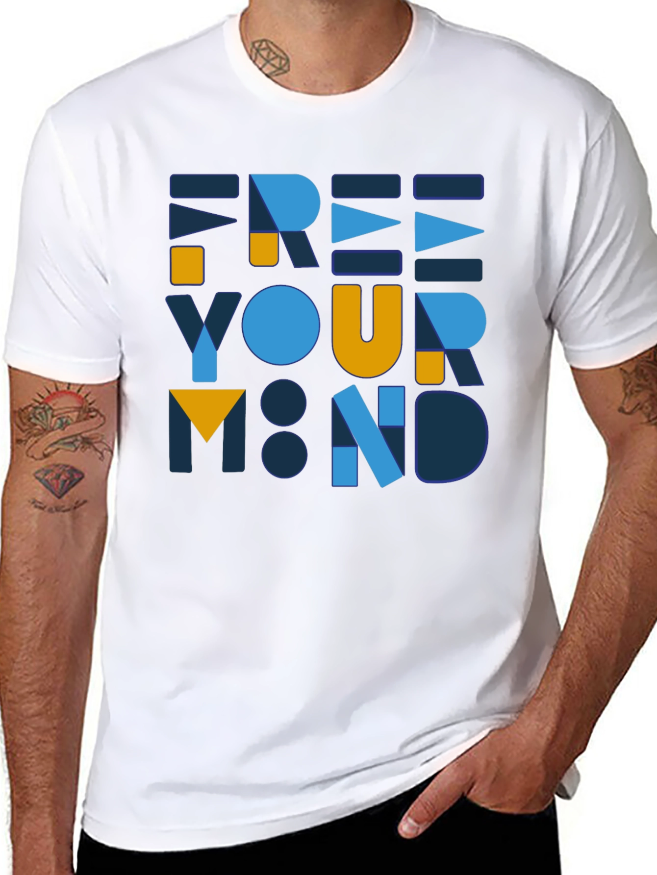 Geometric Graphic T-Shirt - Free Your Mind