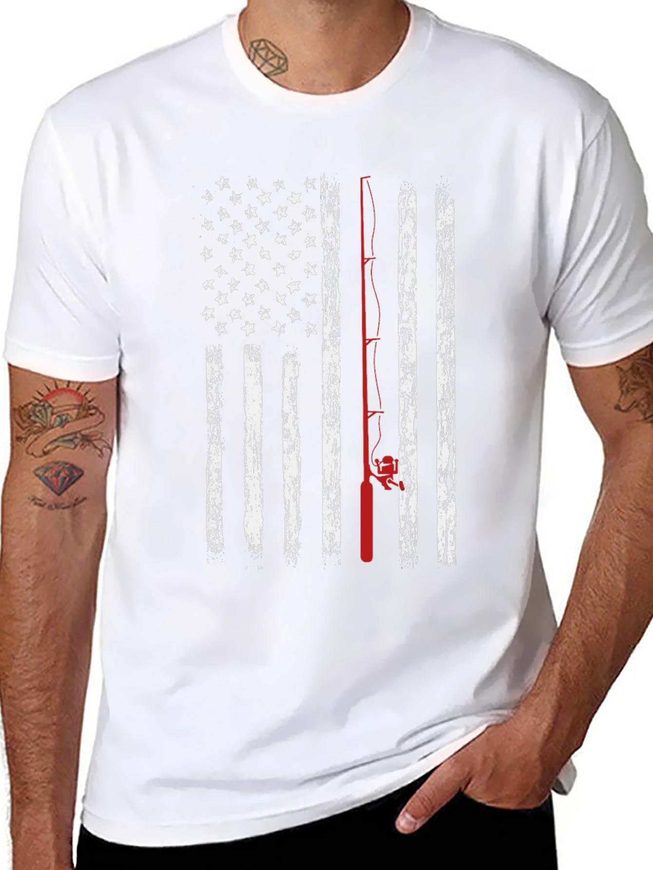 Fishing American Flag Graphic Tee