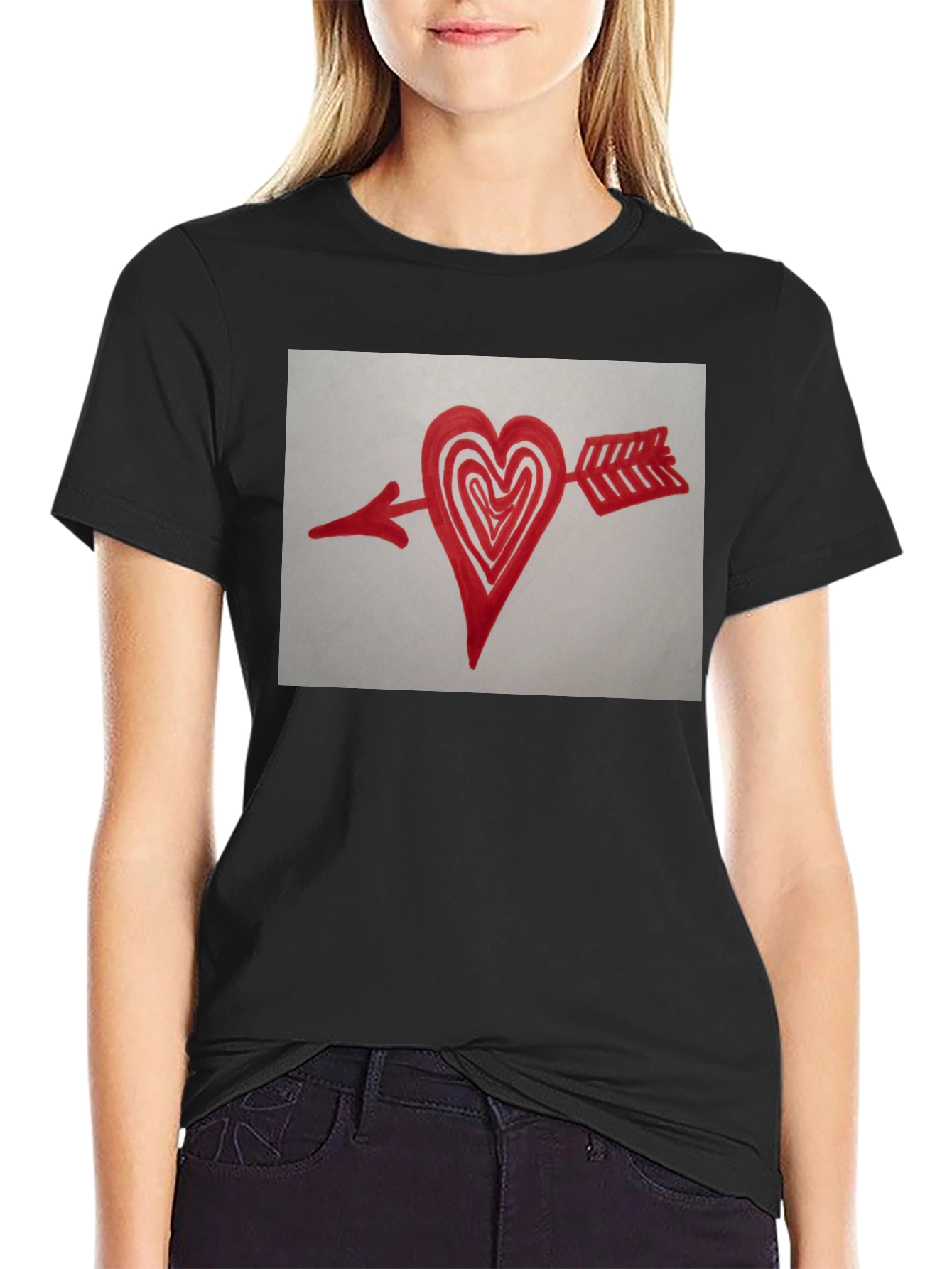 Arrow Heart Graphic Black T-Shirt