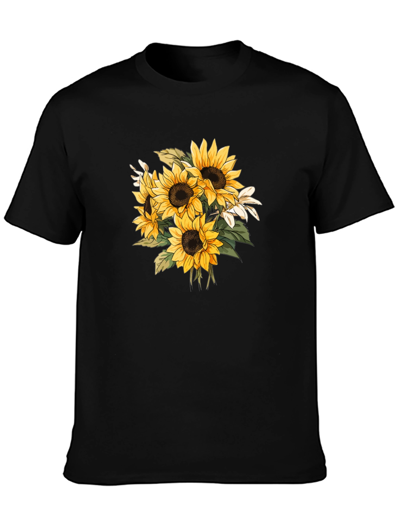 Sunflower Graphic Black T-Shirt - Nature Inspired Tee