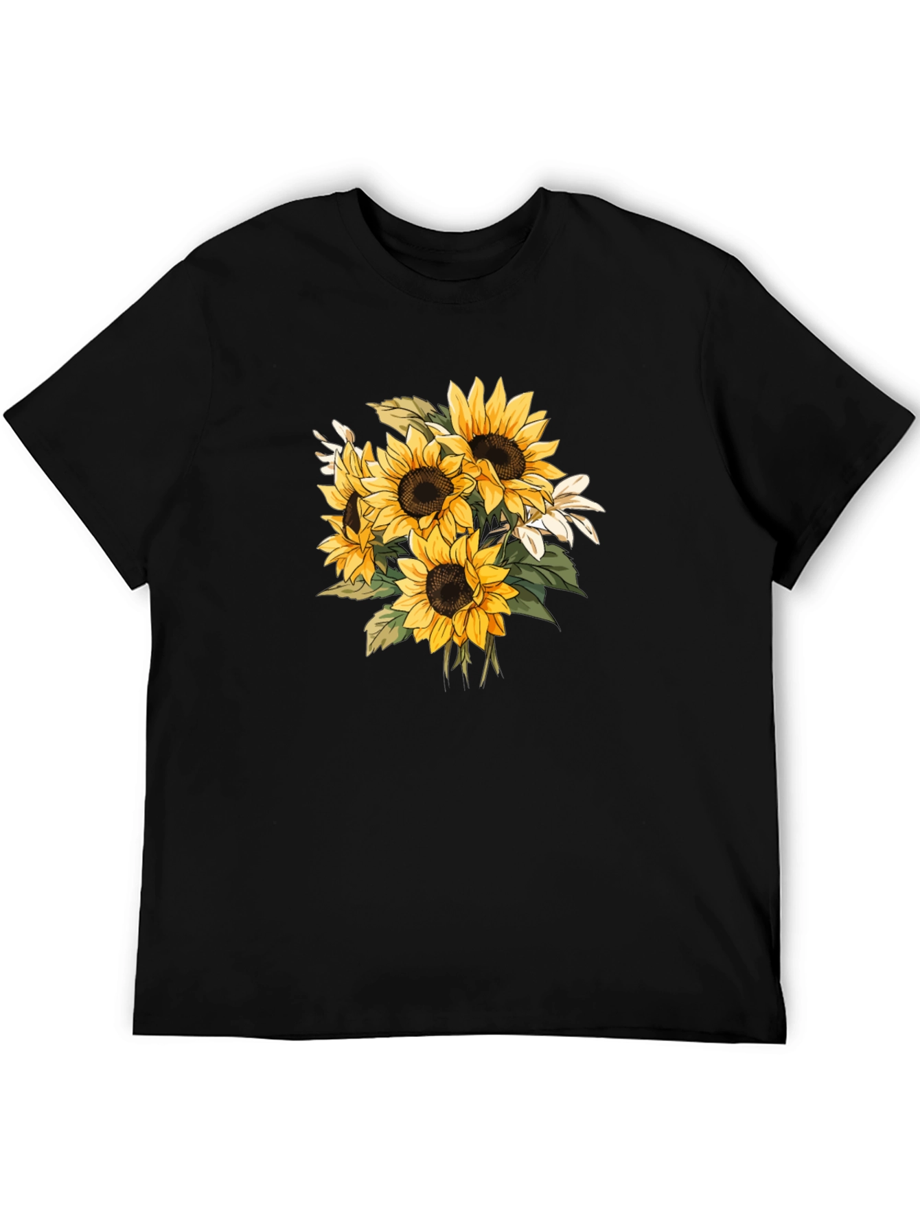 Sunflower Graphic Black T-Shirt - Nature Inspired Tee