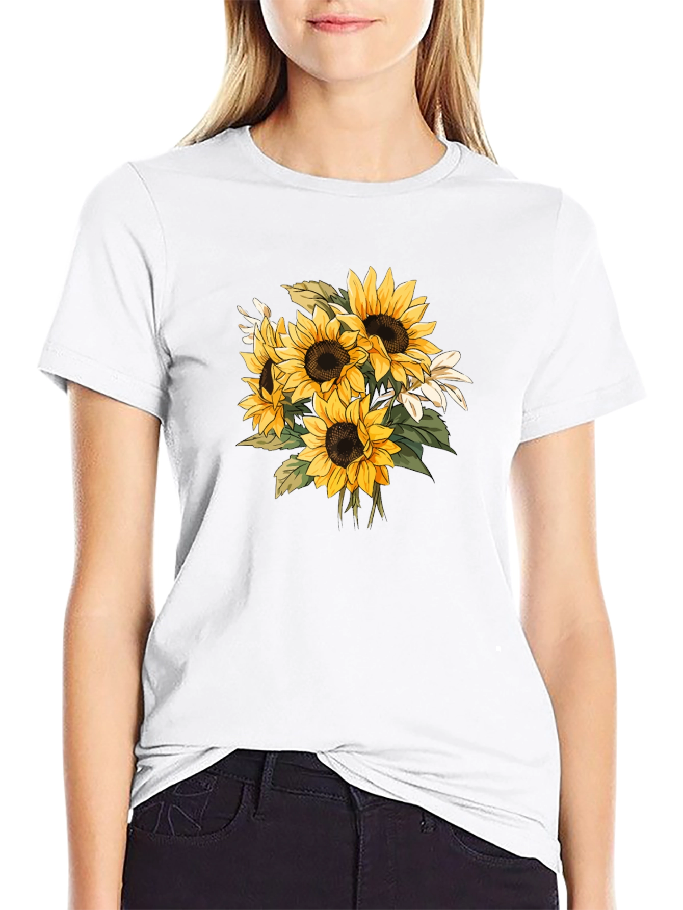 Sunflower Graphic Black T-Shirt - Nature Inspired Tee
