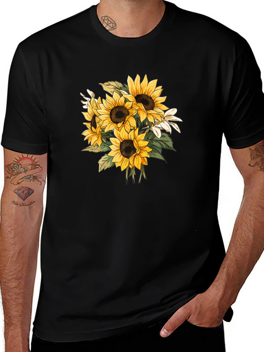 Sunflower Graphic Black T-Shirt - Nature Inspired Tee