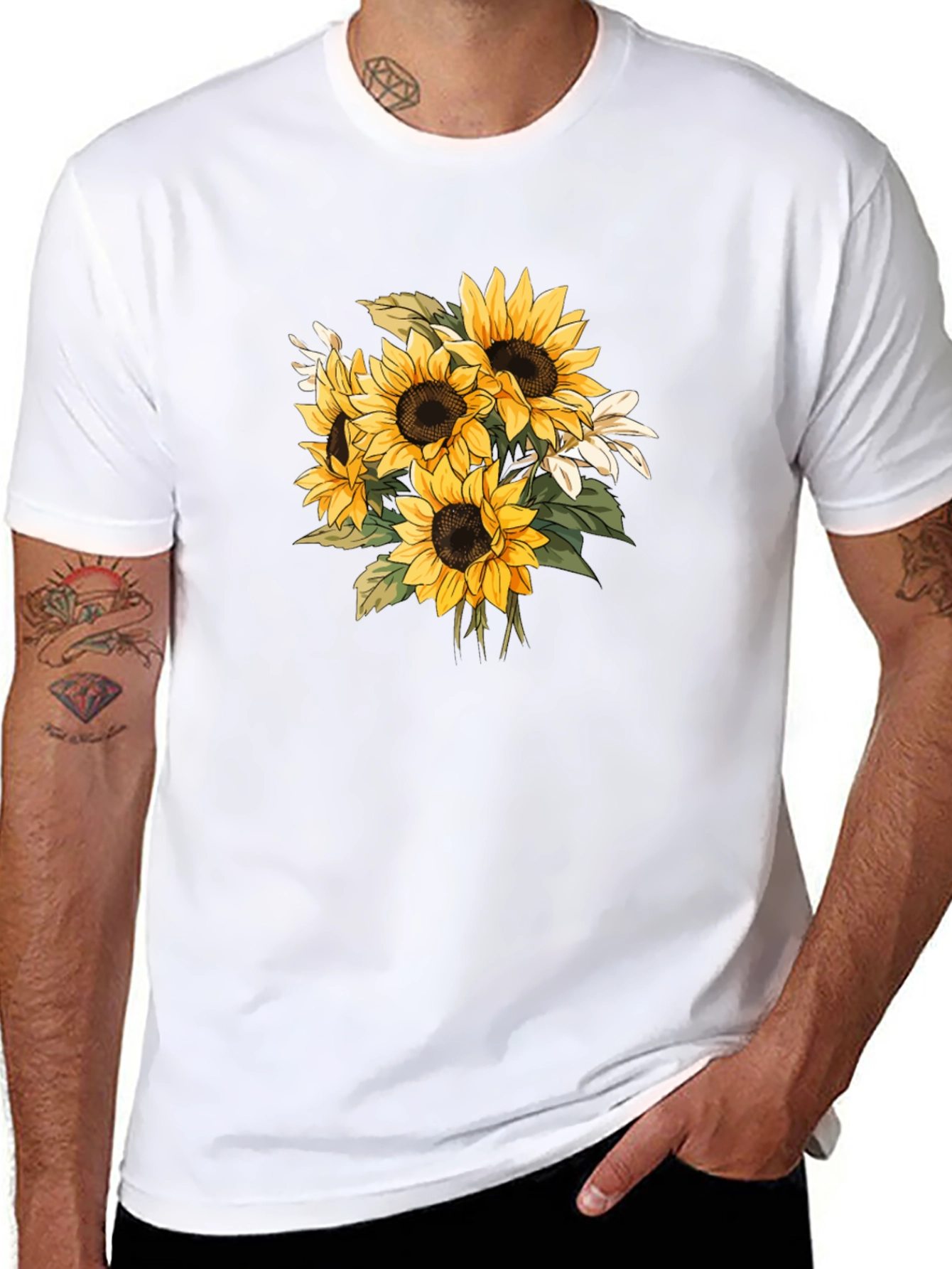 Sunflower Graphic Black T-Shirt - Nature Inspired Tee