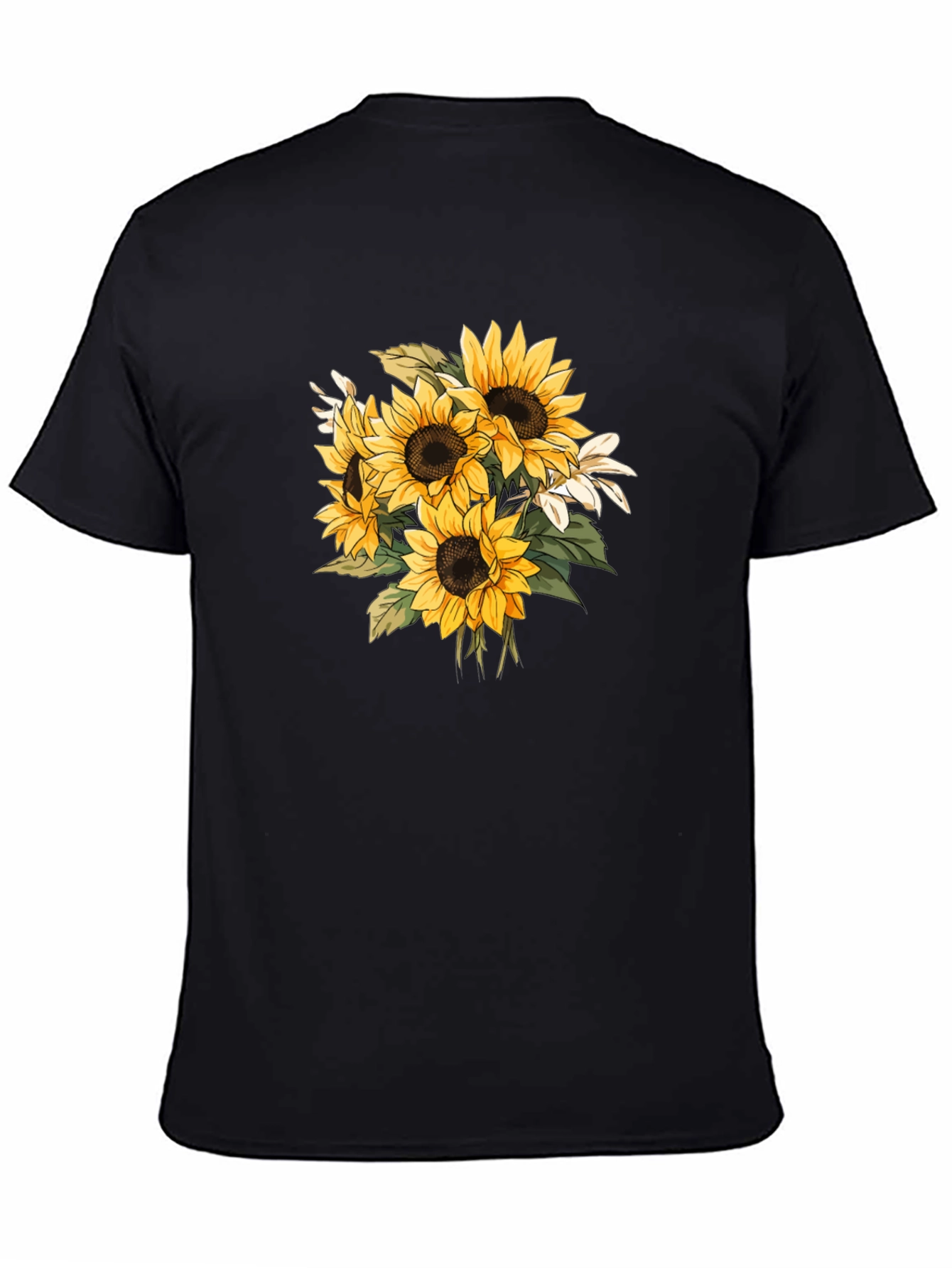 Sunflower Graphic Black T-Shirt - Nature Inspired Tee