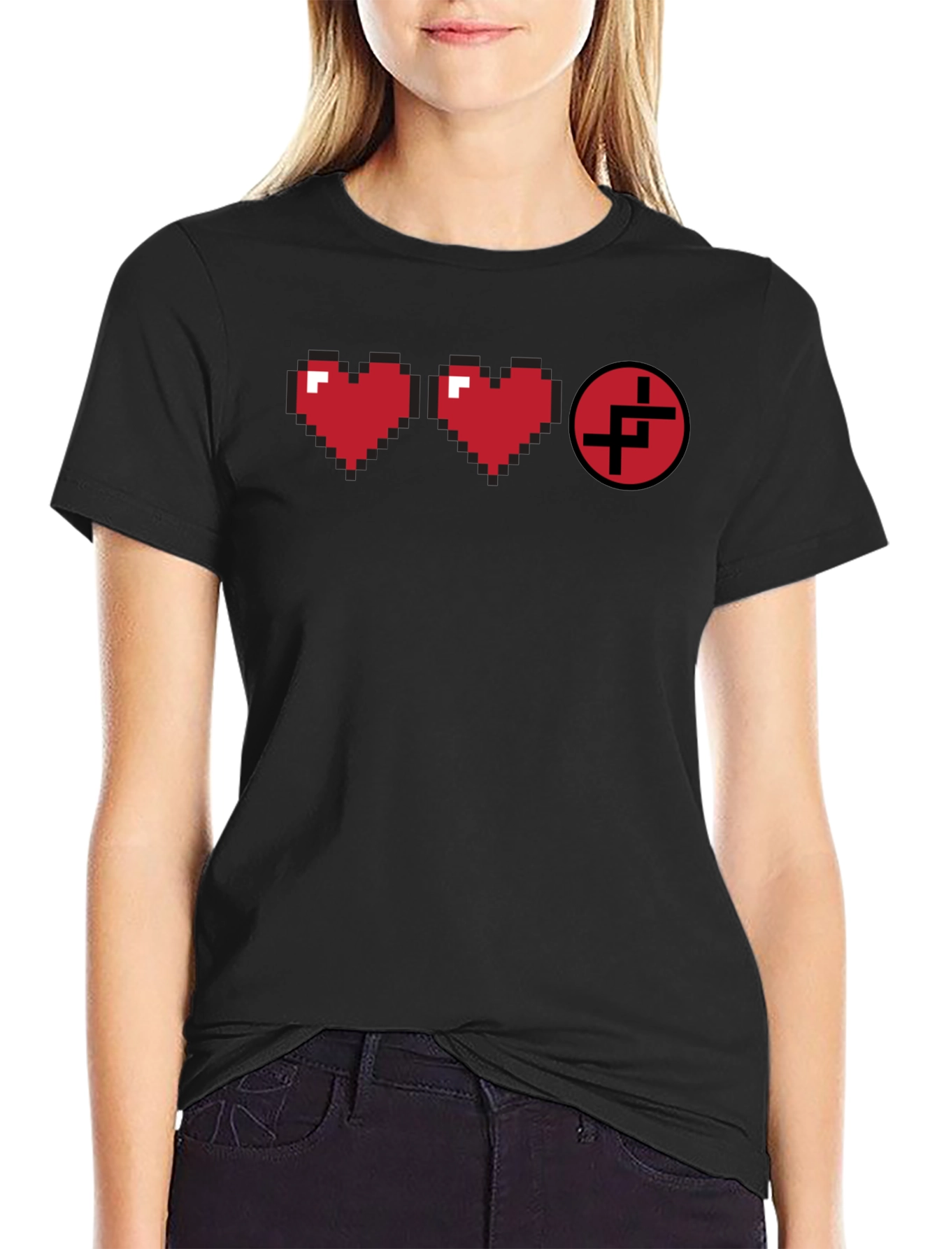 Pixel Heart Gamer T-Shirt - Black Cotton Tee