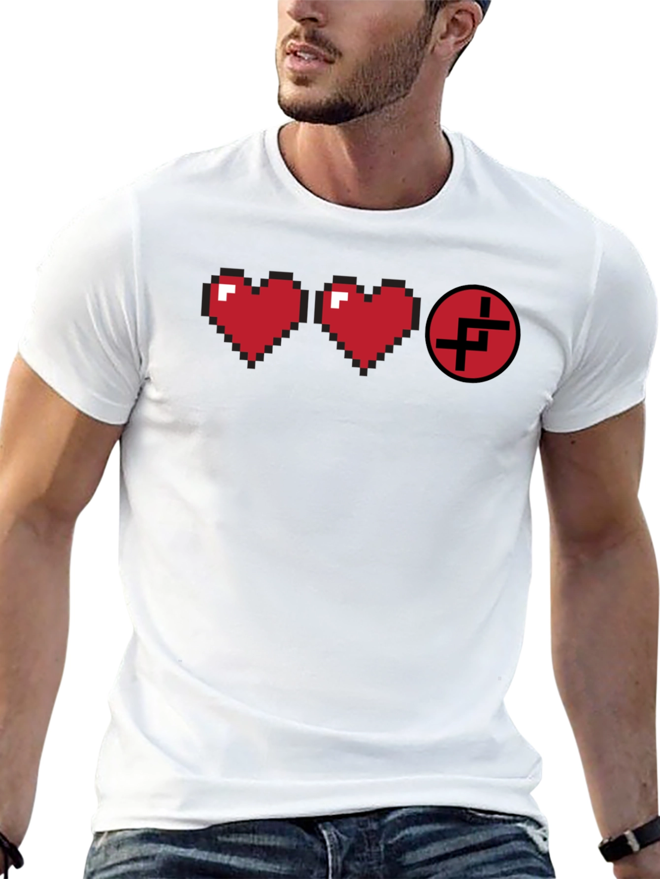 Pixel Heart Gamer T-Shirt - Black Cotton Tee