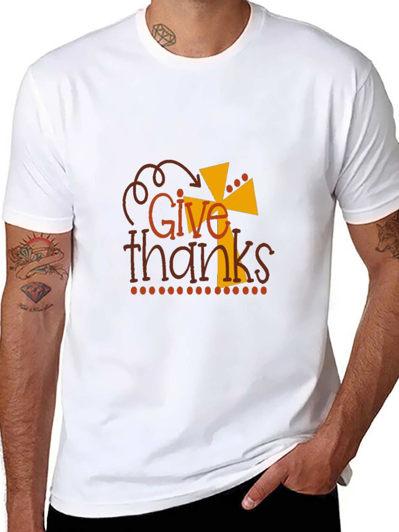Give Thanks Graphic Tee - Thanksgiving Apparel