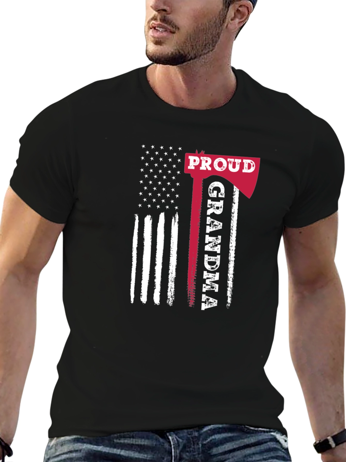 Proud Grandma American Flag Axe T-Shirt
