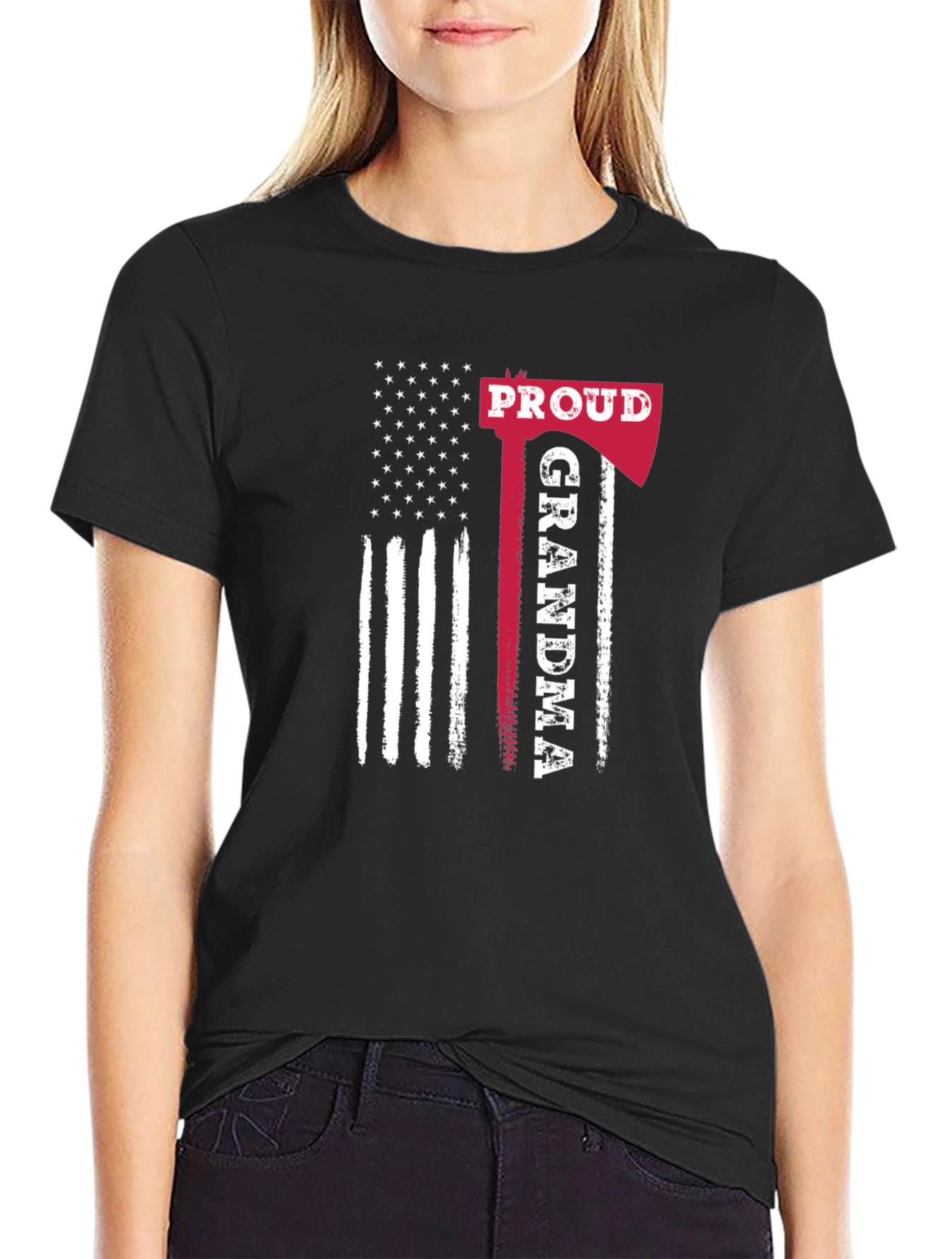 Proud Grandma American Flag Axe T-Shirt