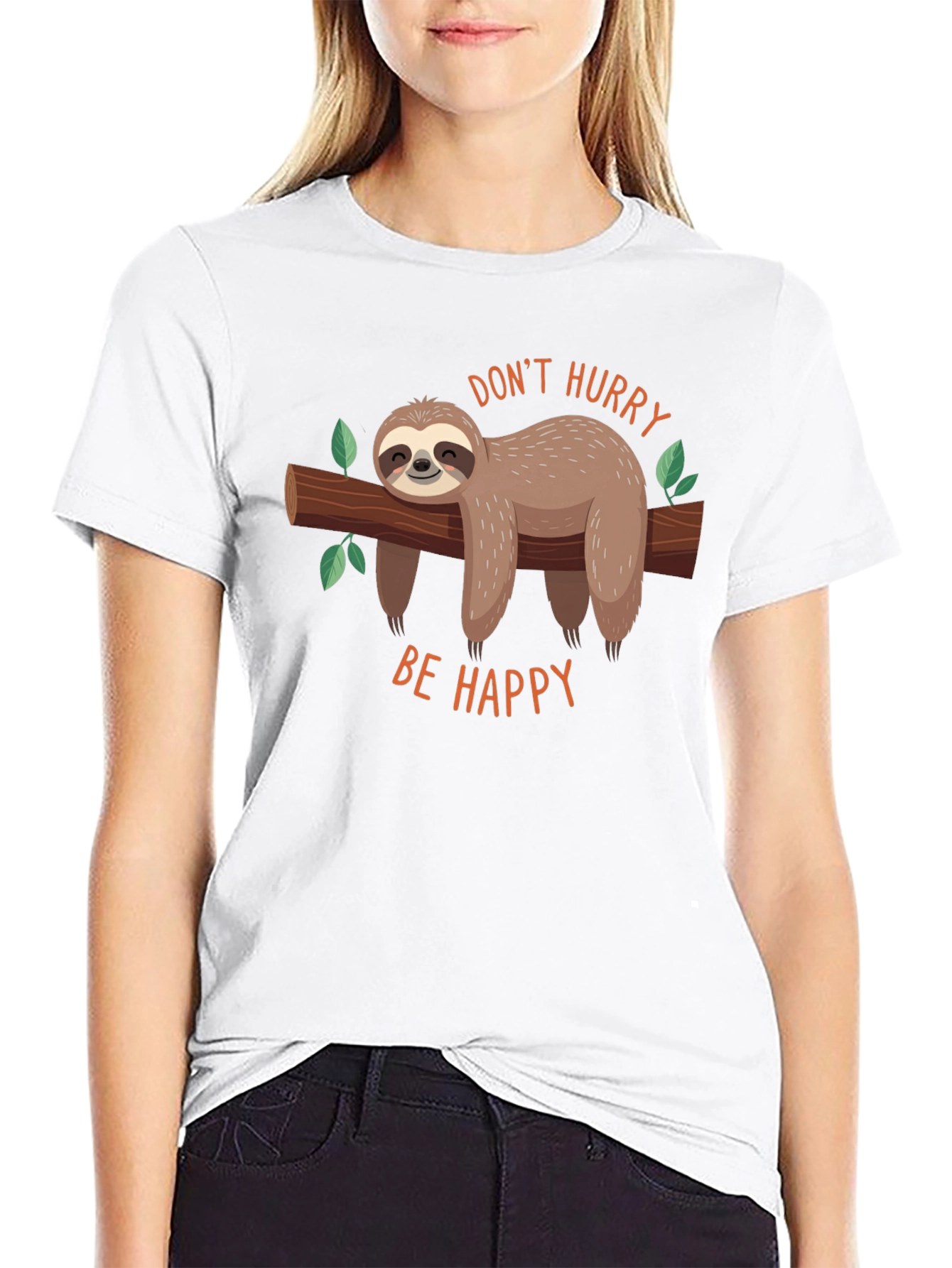 Dont Hurry Be Happy Sloth Graphic Tee