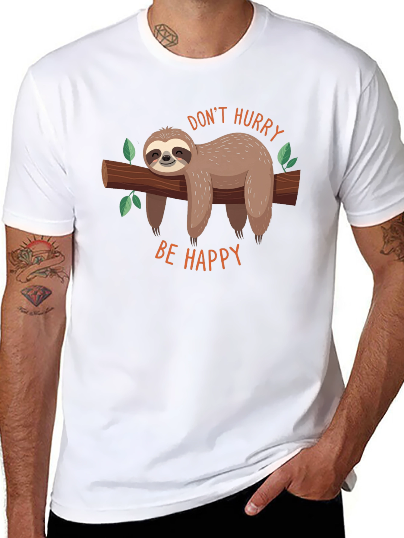 Dont Hurry Be Happy Sloth Graphic Tee