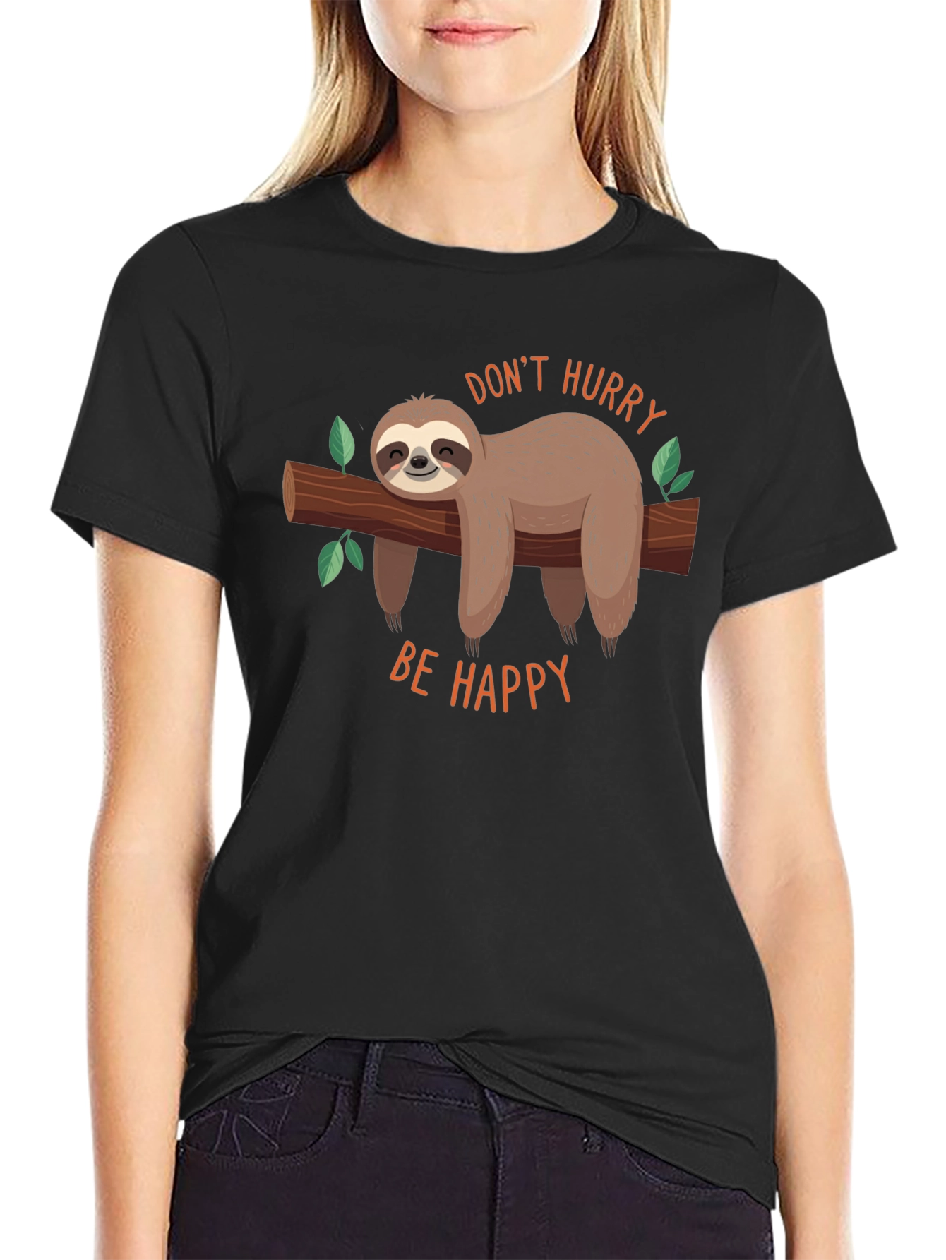 Dont Hurry Be Happy Sloth Graphic Tee