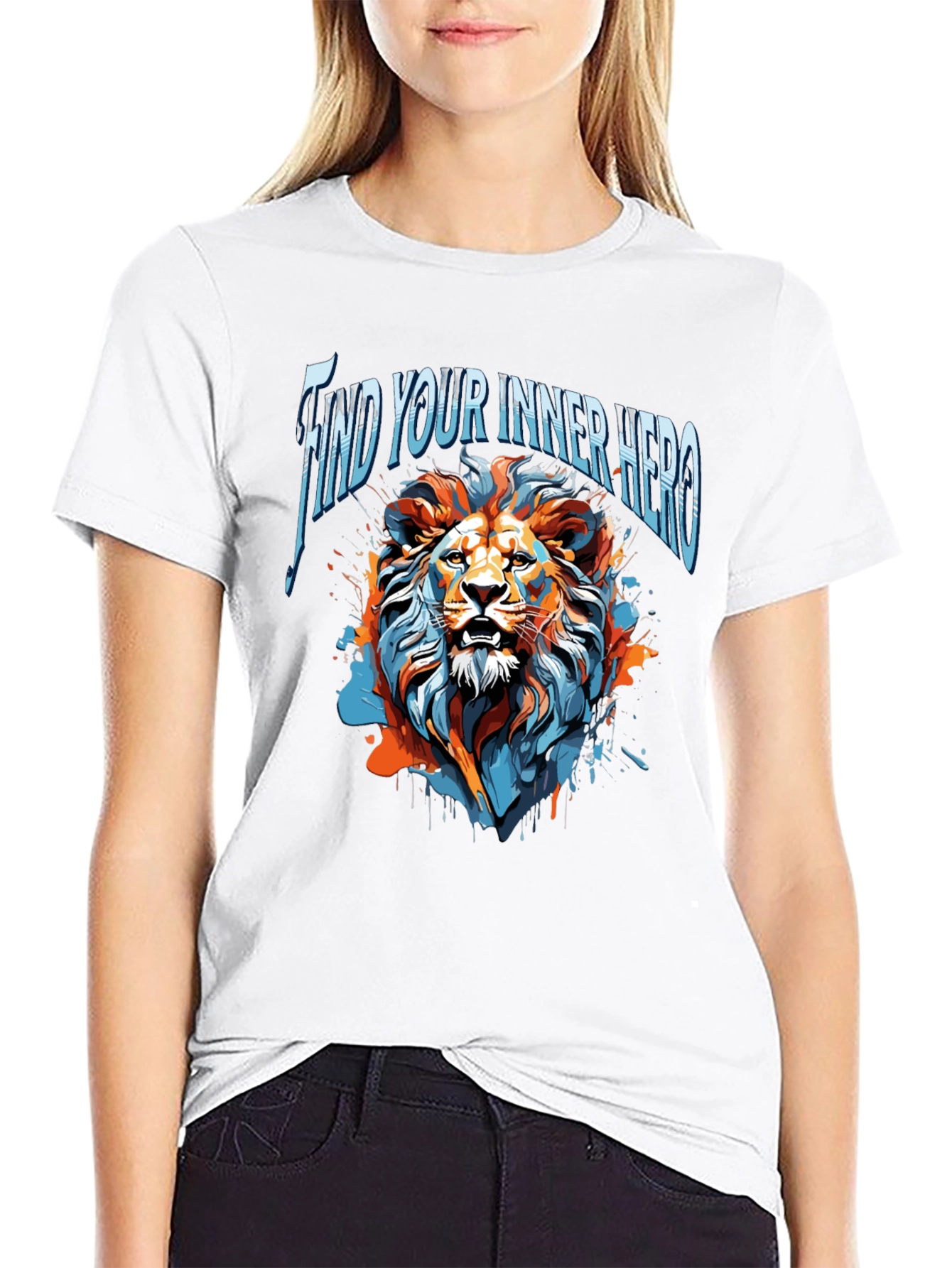 Find Your Inner Hero Lion Graphic Tee - Black