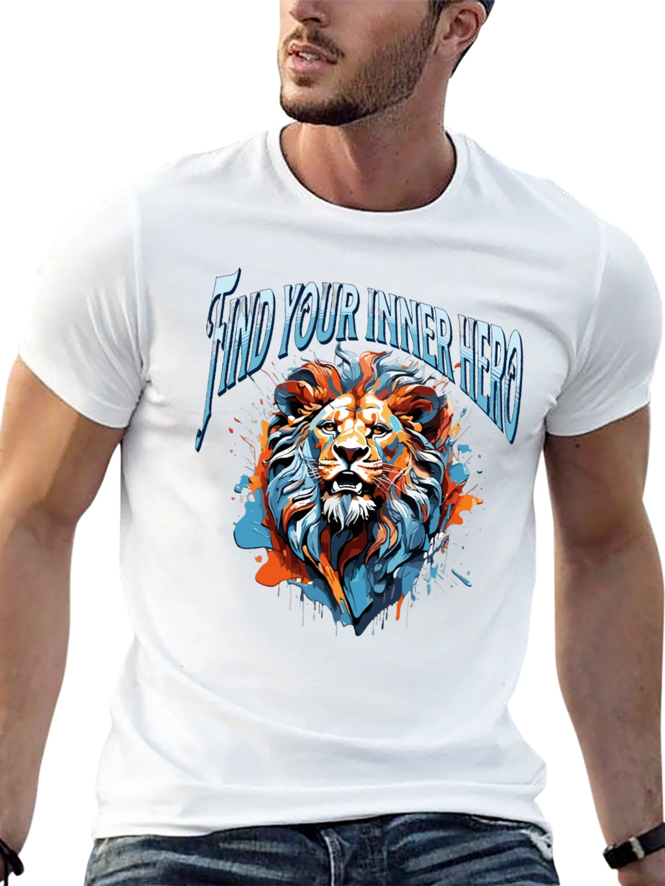 Find Your Inner Hero Lion Graphic Tee - Black