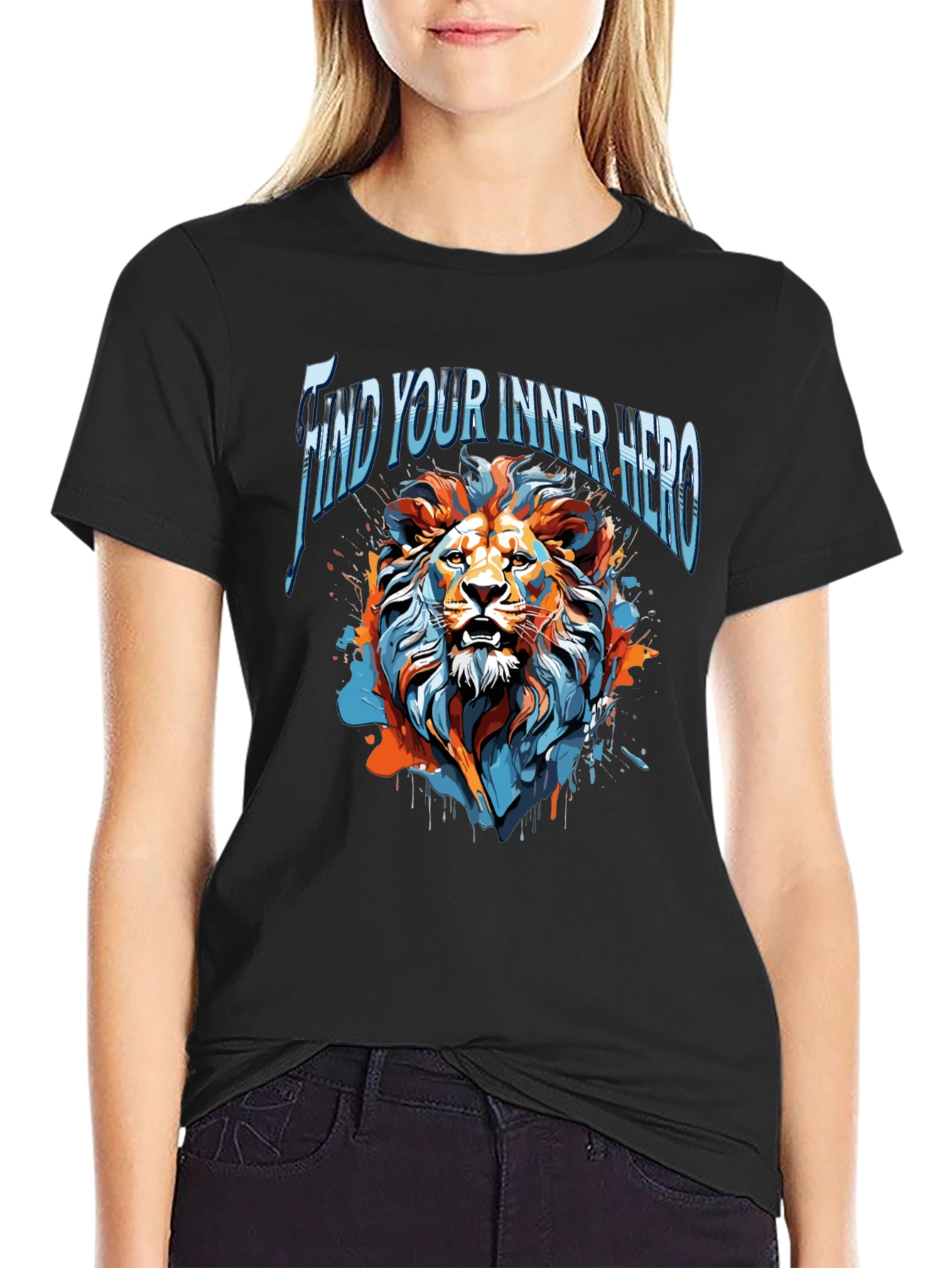 Find Your Inner Hero Lion Graphic Tee - Black