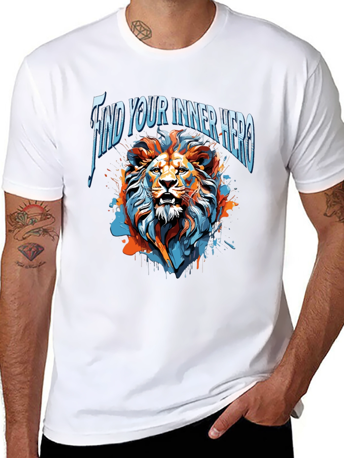 Find Your Inner Hero Lion Graphic Tee - Black