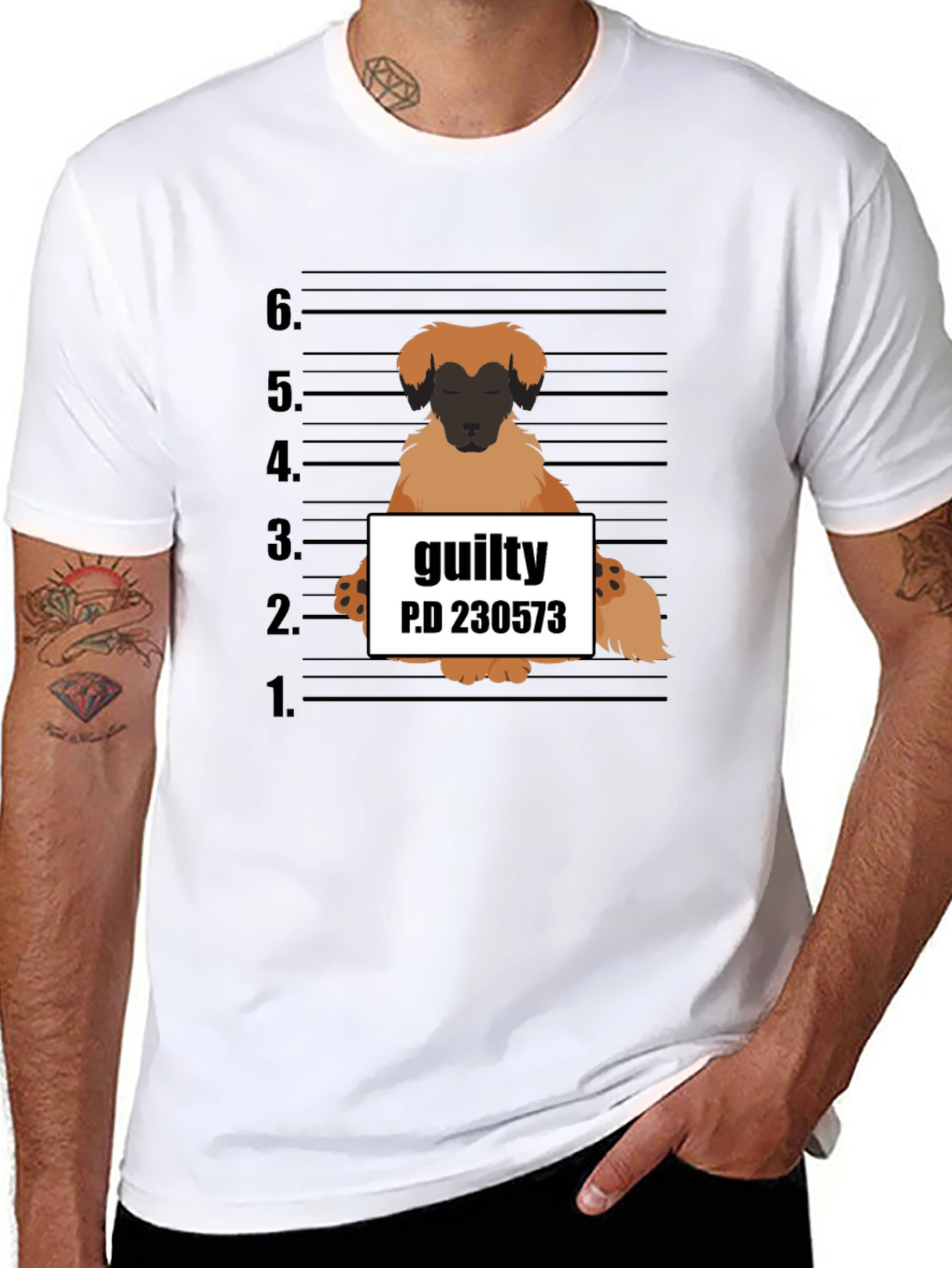 Guilty Dog Mugshot Graphic T-Shirt
