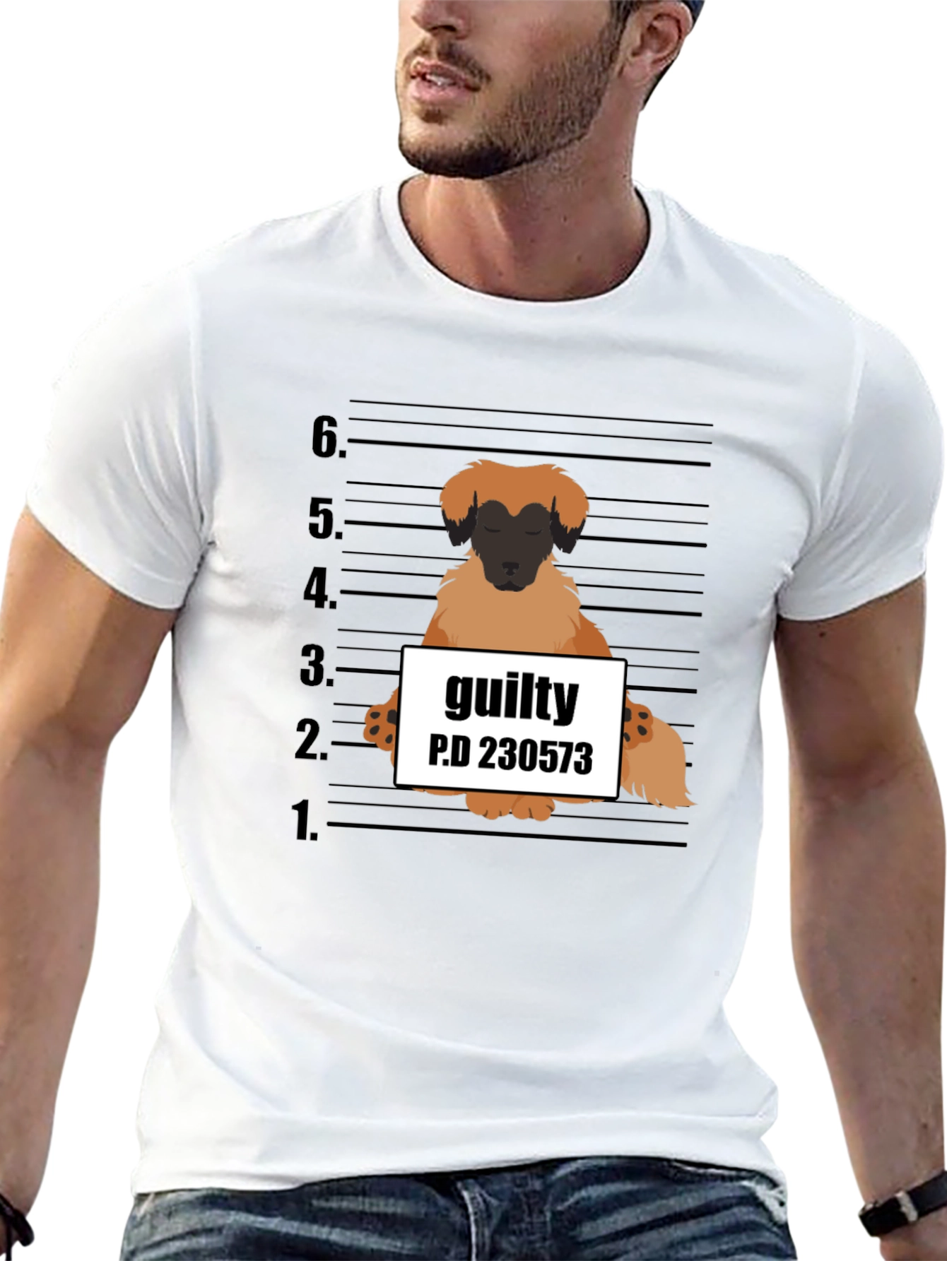 Guilty Dog Mugshot Graphic T-Shirt