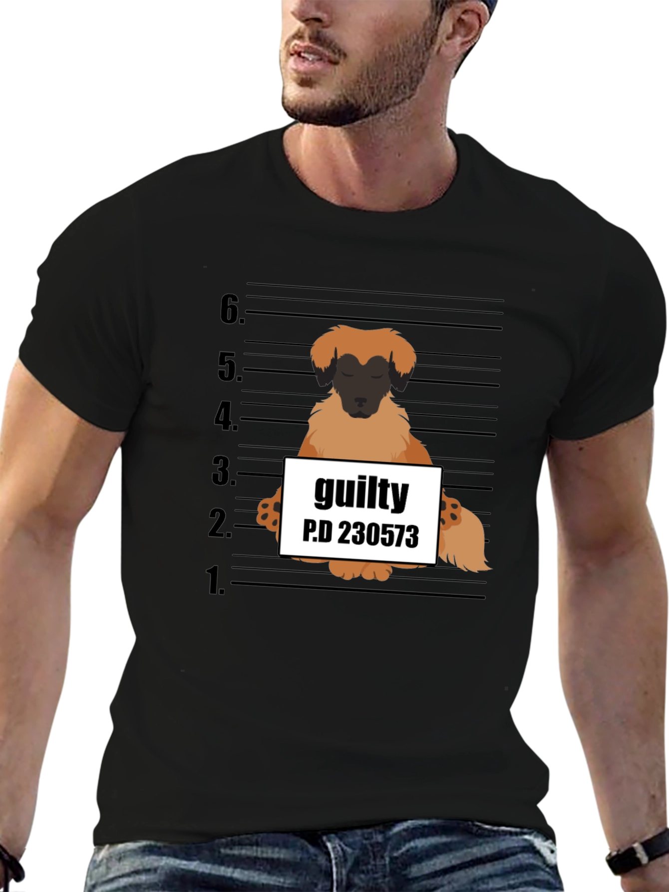 Guilty Dog Mugshot Graphic T-Shirt