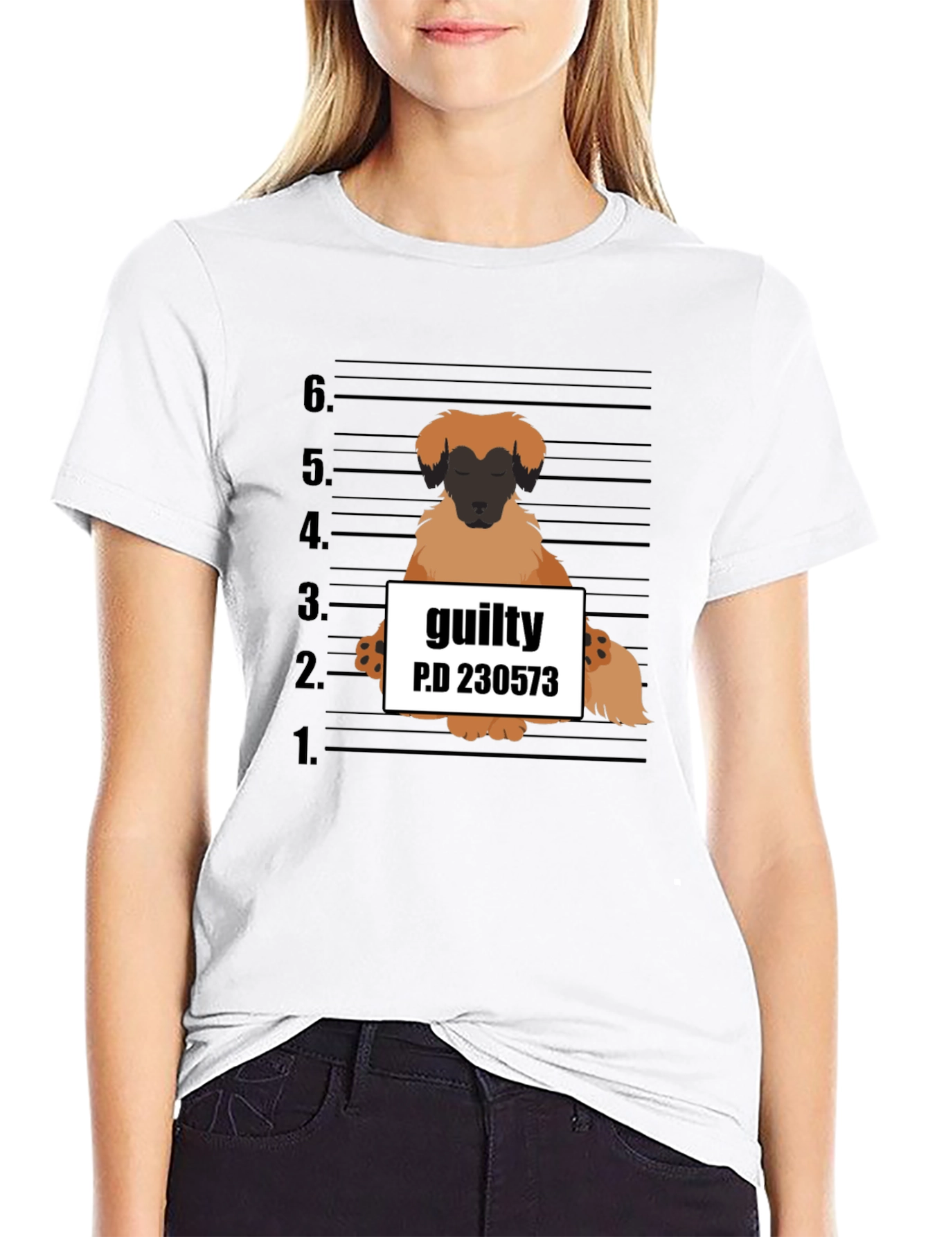Guilty Dog Mugshot Graphic T-Shirt