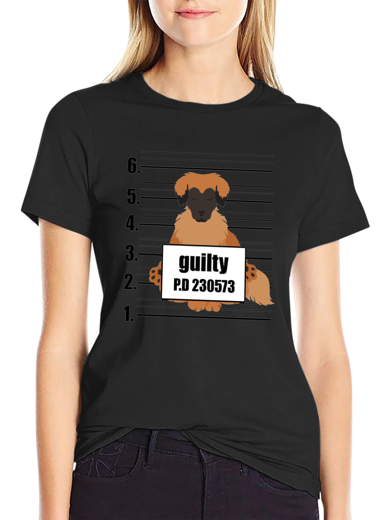 Guilty Dog Mugshot Graphic T-Shirt