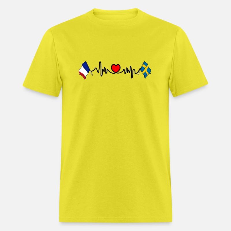 Cardio heart with flag France and flag Sweden