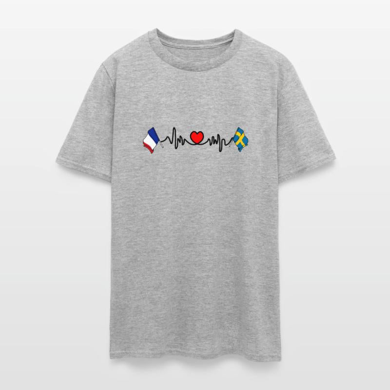 Cardio heart with flag France and flag Sweden